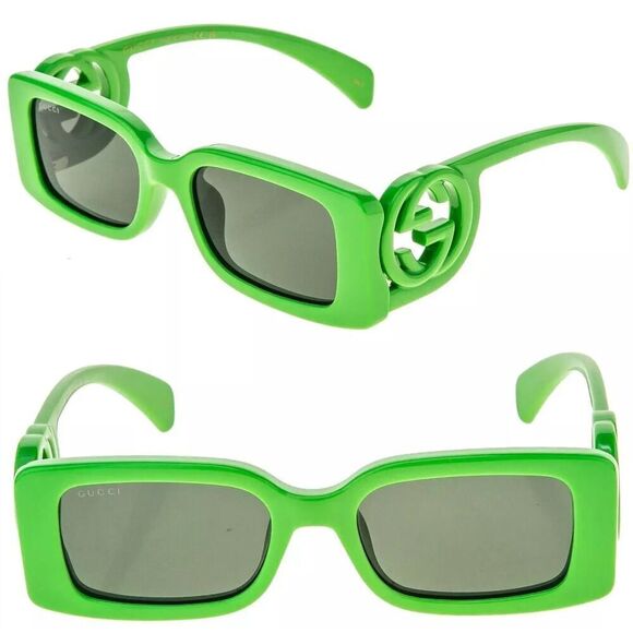NEW Gucci Sunglasses GG1325S 009 Acid Green Grey Unisex Authentic - Picture 9 of 10